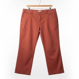 Woolrich Womens Russet Orange Casual Cotton Twill Bootcut Pants Size 12/14 32" #